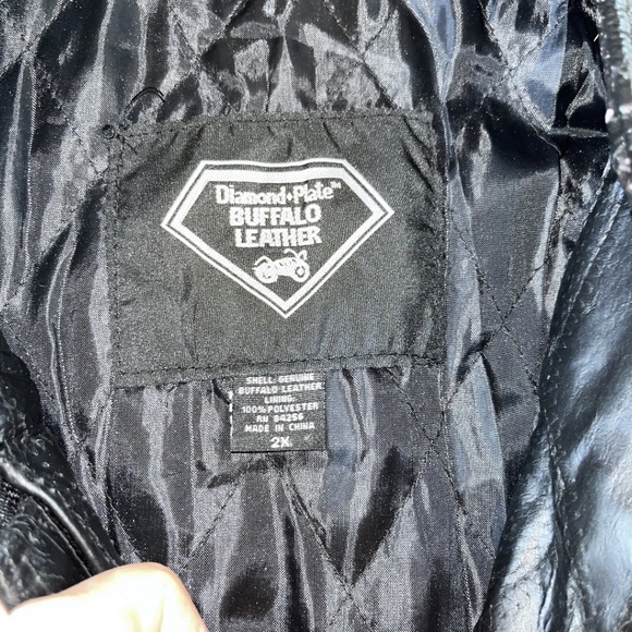 NWT Diamond Plate Buffalo Leather Biker Moto Jacket Black Patchwork - Picture 3 of 13